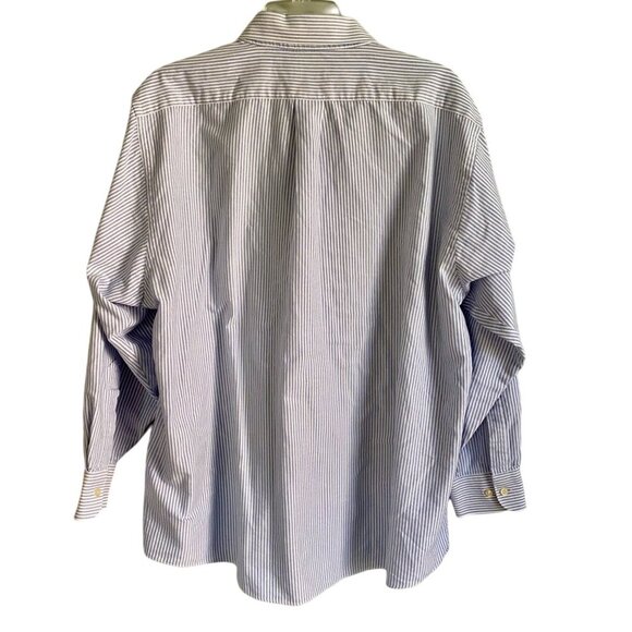 Van Heusen Blue White Oxford Wrinkle Free Button Down Shirt Men's 17 - Picture 5 of 8